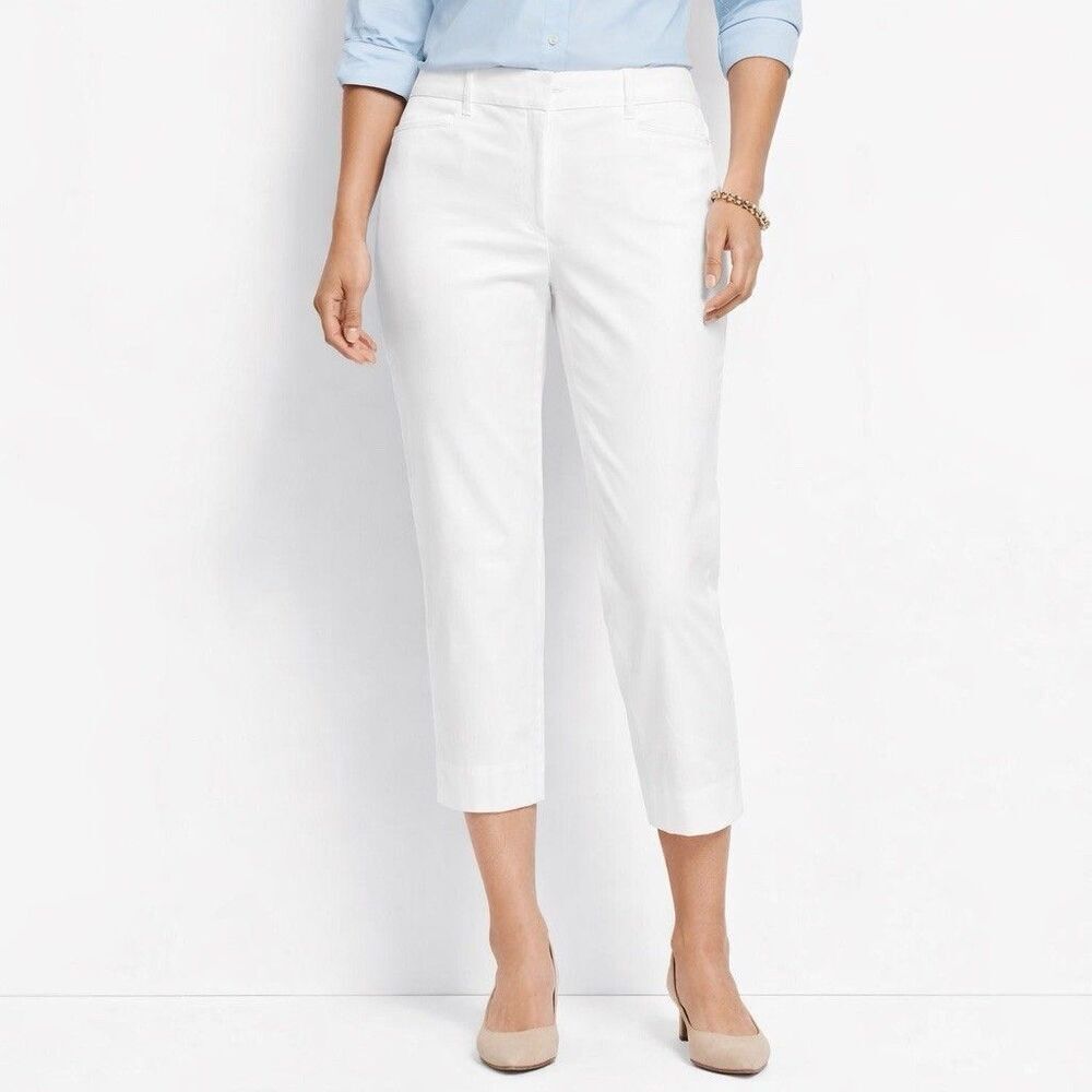 Talbots Capri Pants Womens 16P White Stretch Crop Career Office Classic Y2K